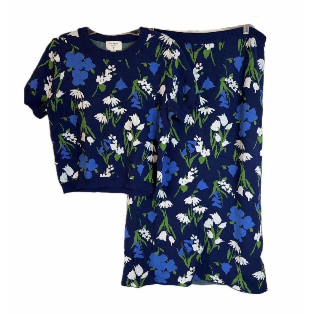 Kate Spade New York x Target Mixed Floral Short Sleeve Sweater & Skirt Sz M & XL